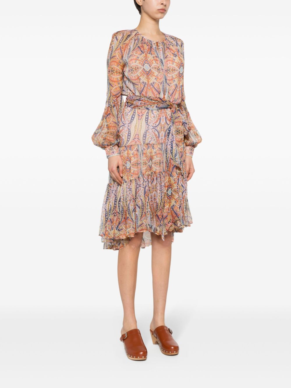 Silk Chiffon Graphic Print Dress
