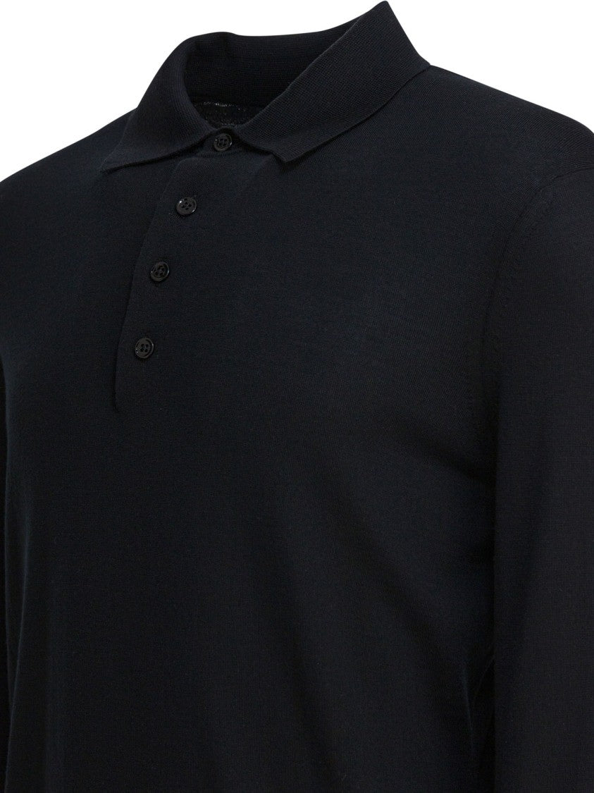 Long-Sleeved Polo Shirt With Classic Button-Down Collar