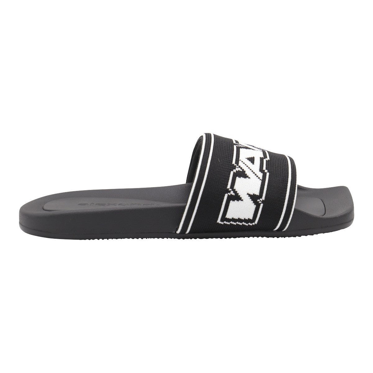 Black Slide Sandals with Bold Lettering
