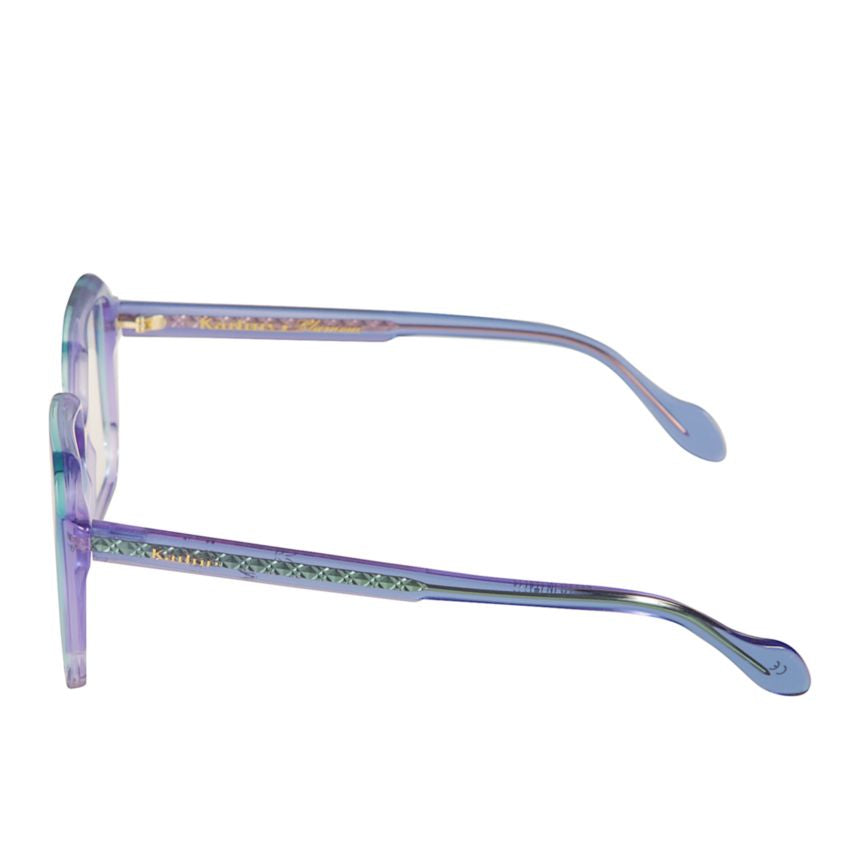 Lizzy Translucent Purple Geometric Sunglasses with Textured Temples