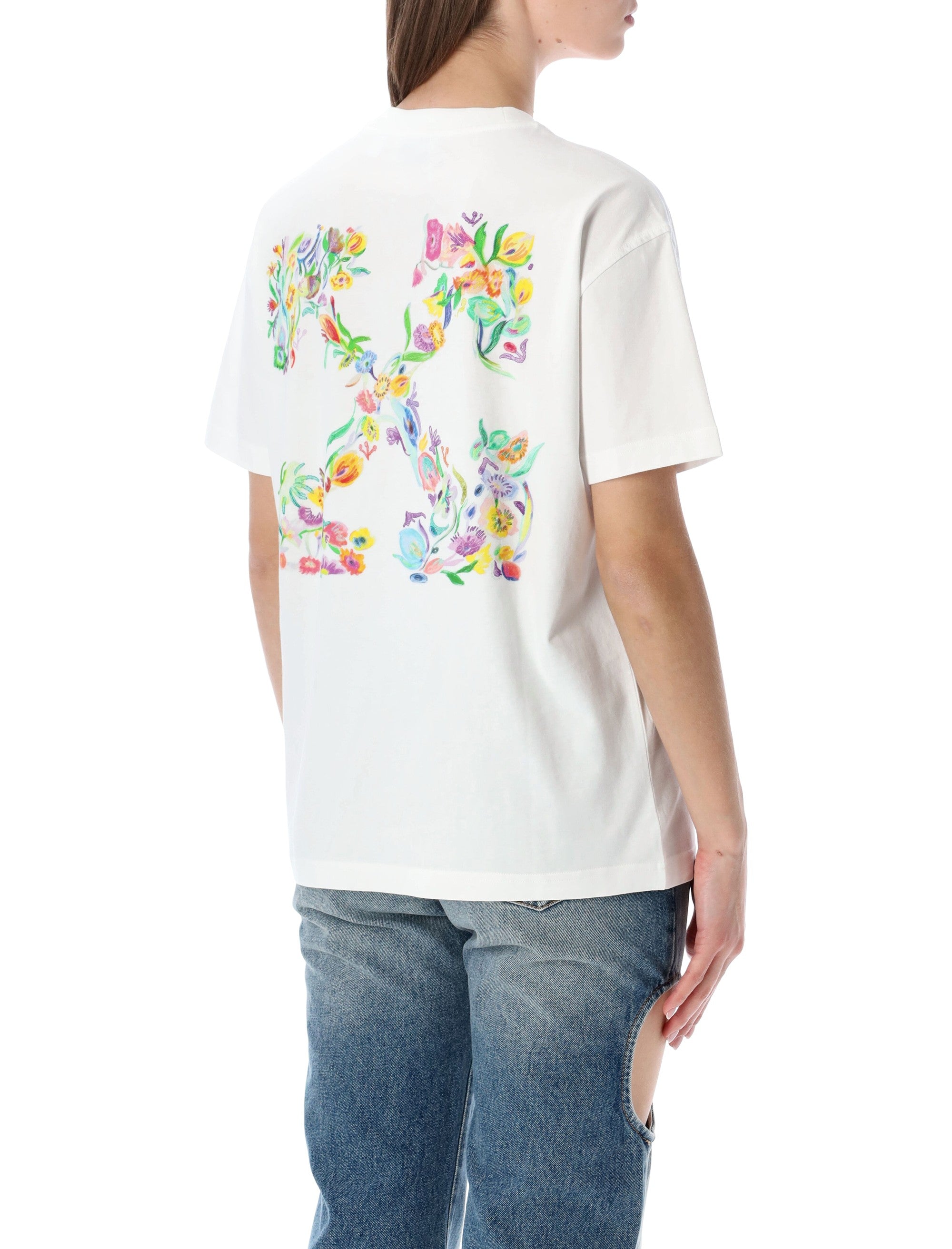 Floral Arrow Graphic T-Shirt in Soft Cotton Jersey