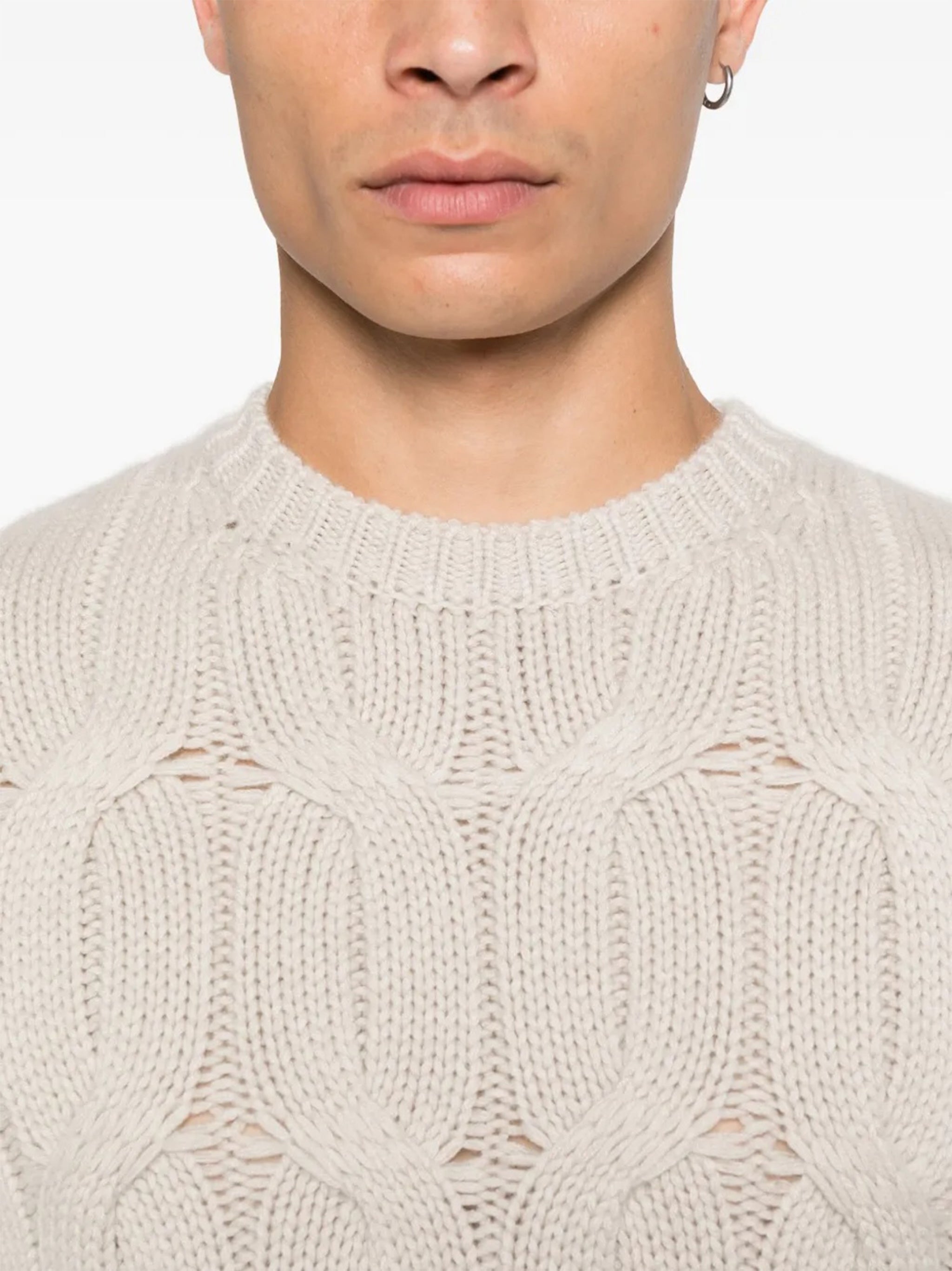 Treccia Cable Knit Crew Neck Sweater