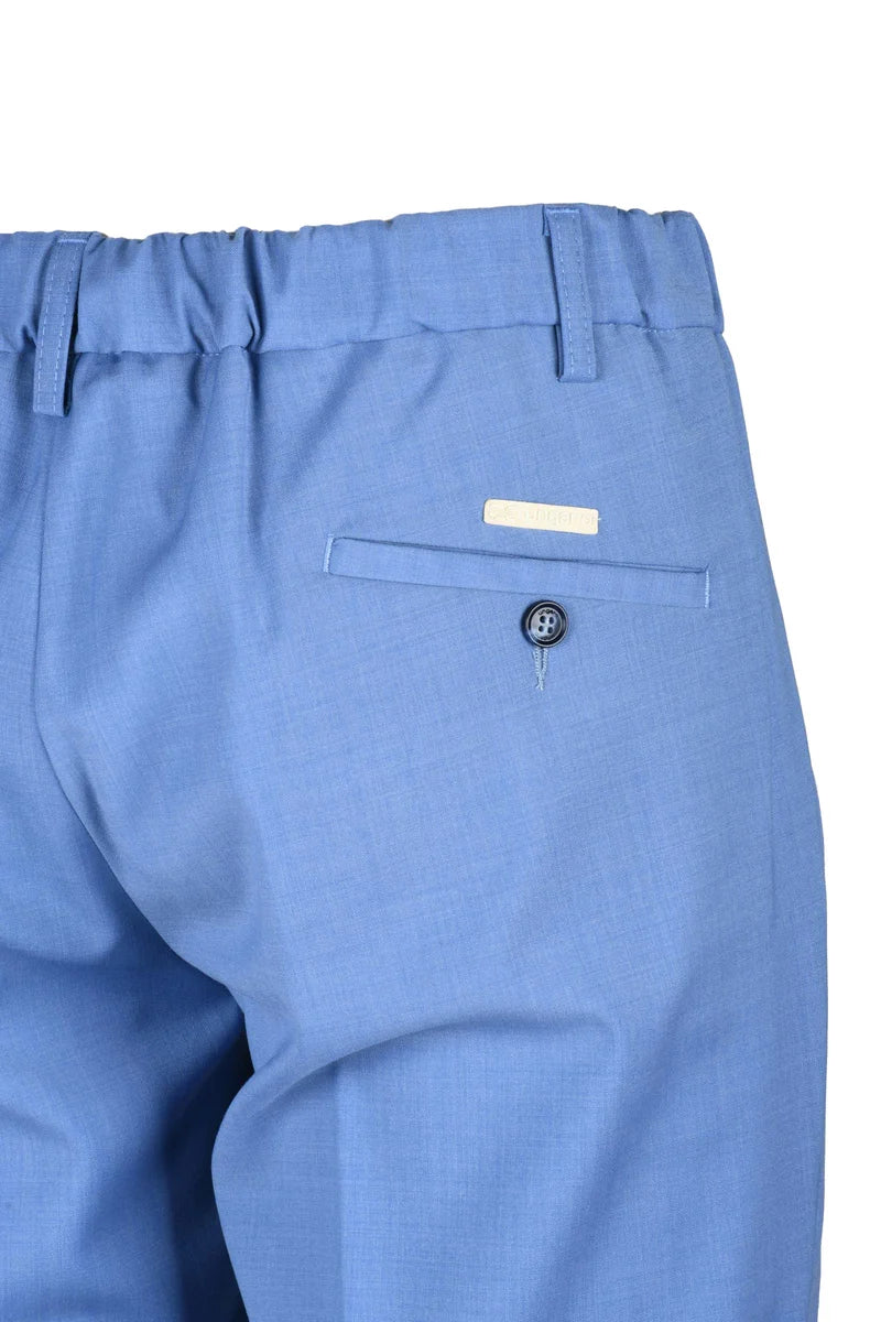 Classic Wool Stretch Trousers - Light Blue