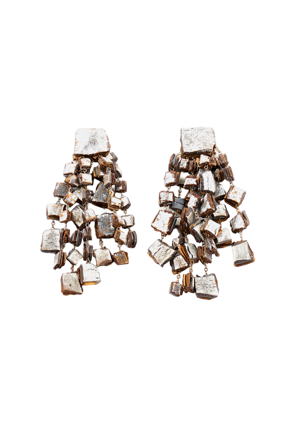Cascading Silver and Gold-Toned Long Earrings