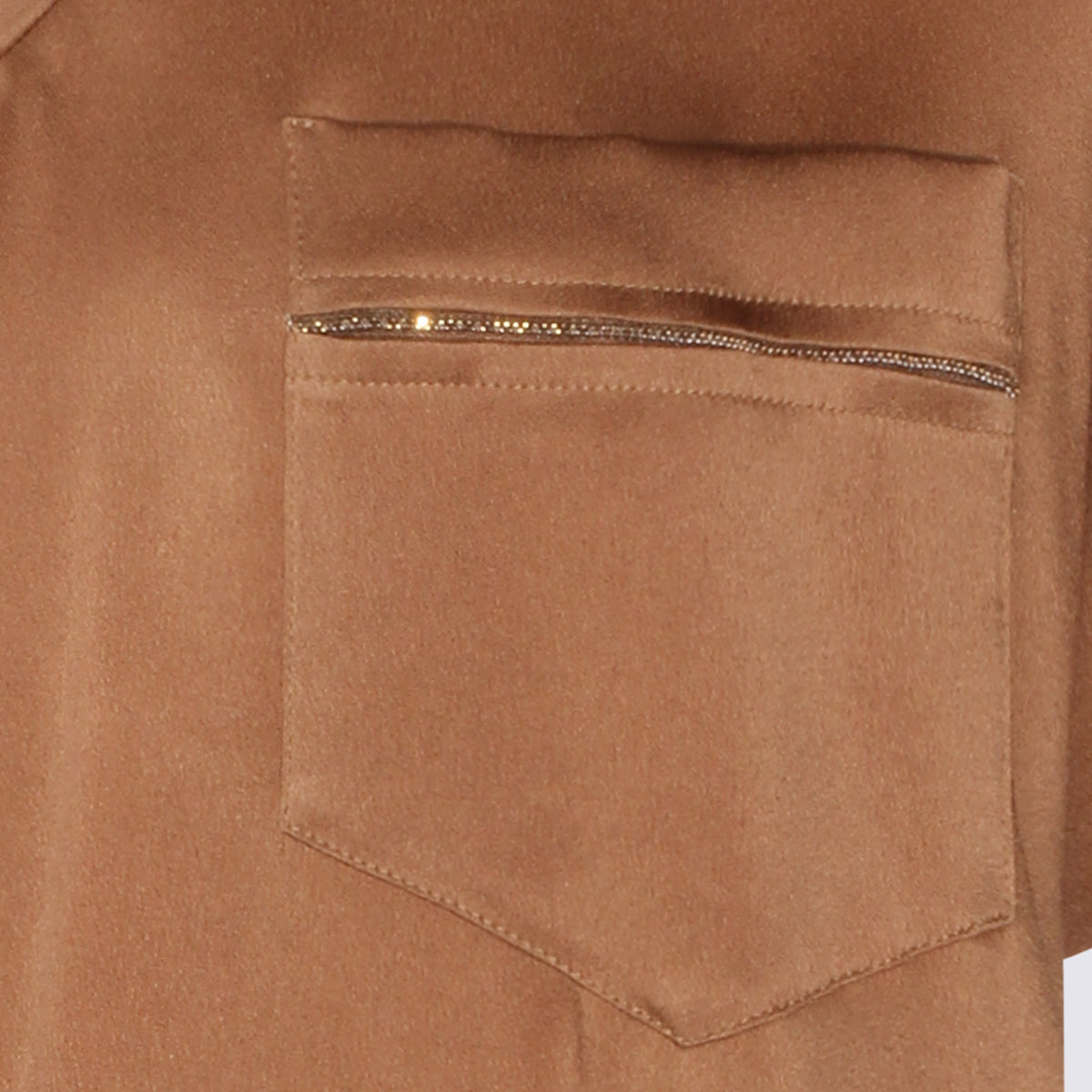 Brown V-Neck Short-Sleeve Top