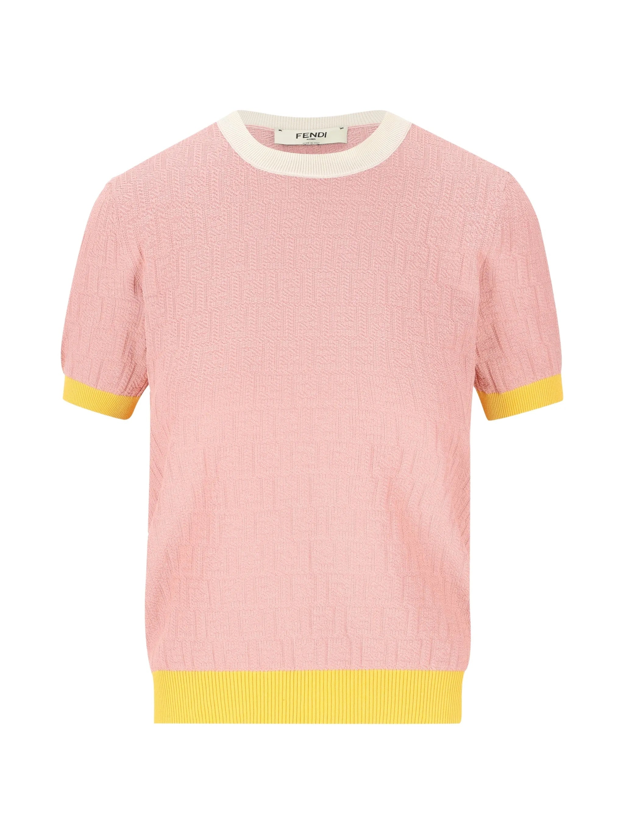 Color Block FF Short-Sleeved Knit Top