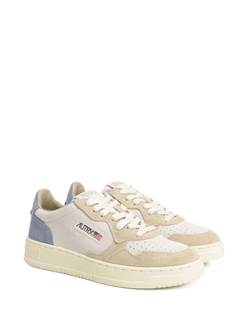 Low-Top Sneakers with Blue Panel Accents