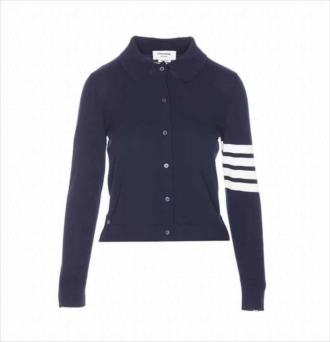 Navy Blue Cardigan with Striped Accent