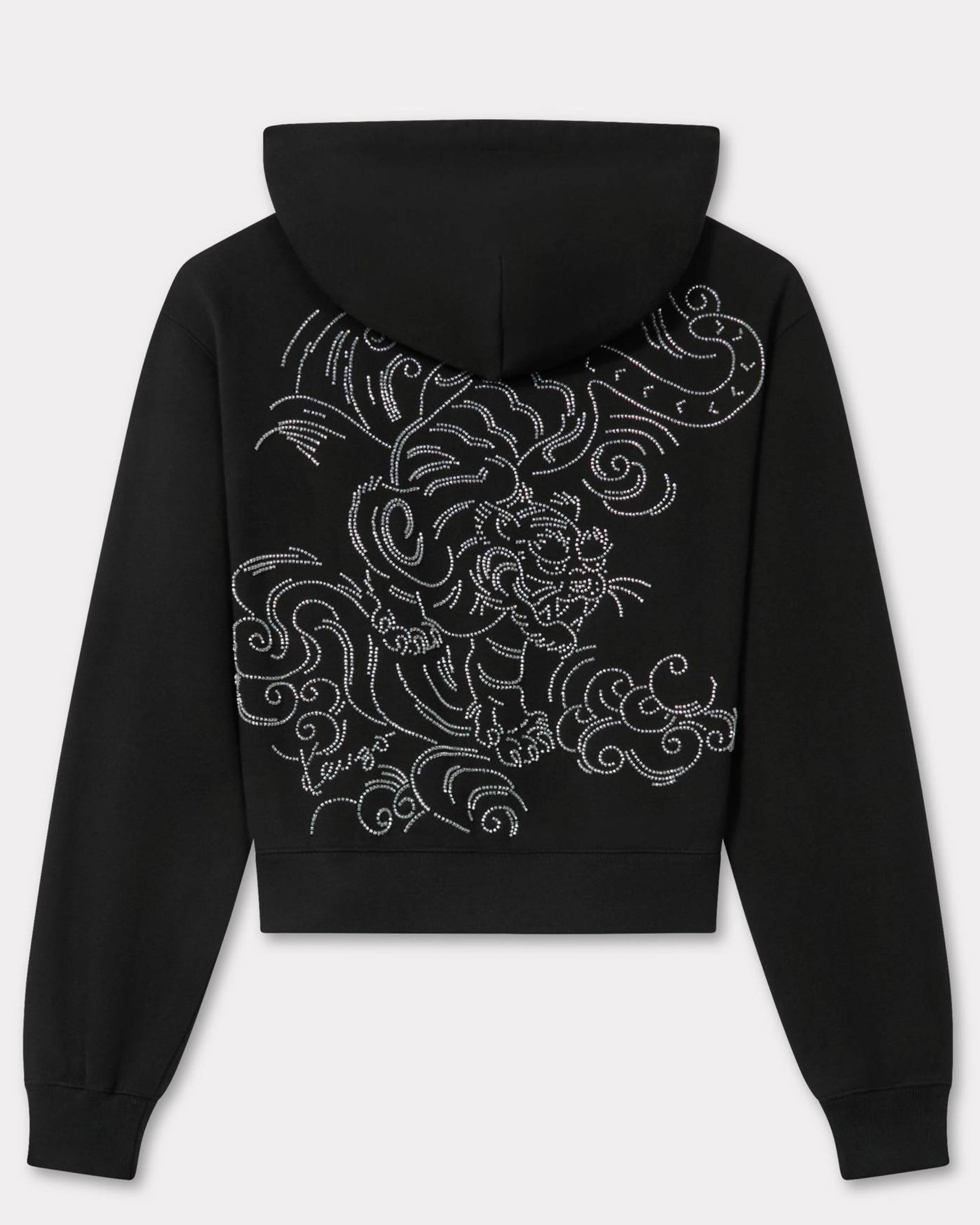 Cropped Cotton Hoodie With Drawstring And Subtle Embroidery