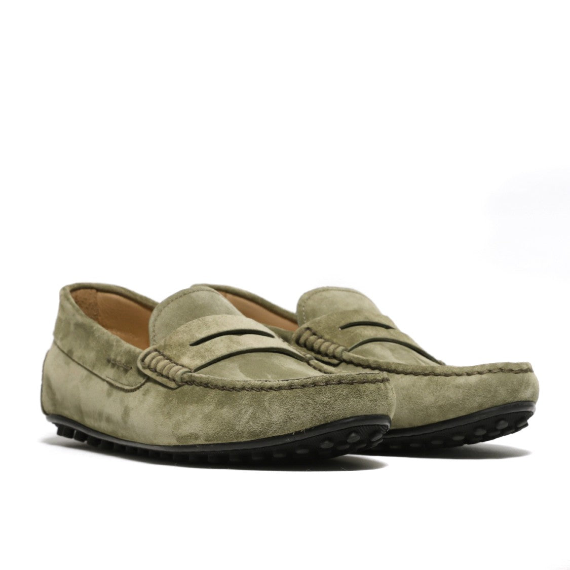 Moccasin In Soft Green Suede