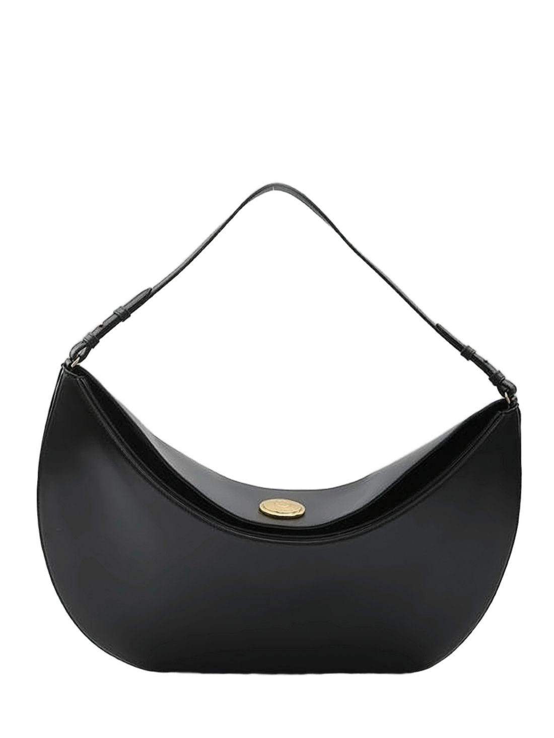 Crescent-Shaped Black Calfskin Shoulder Bag