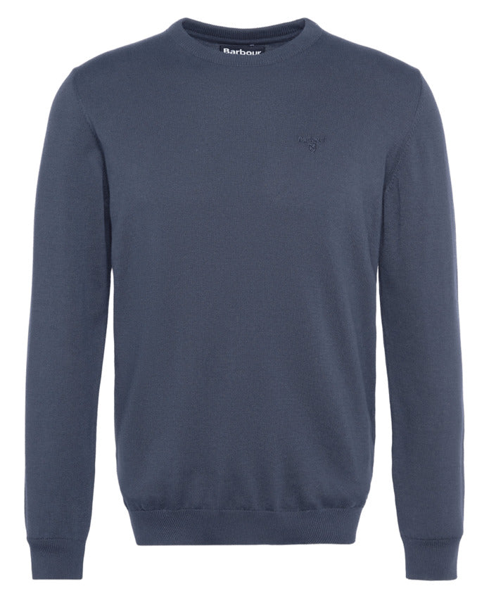 Tailored-Fit Blue Sweatshirt With Round Neckline And Embroidered Logo