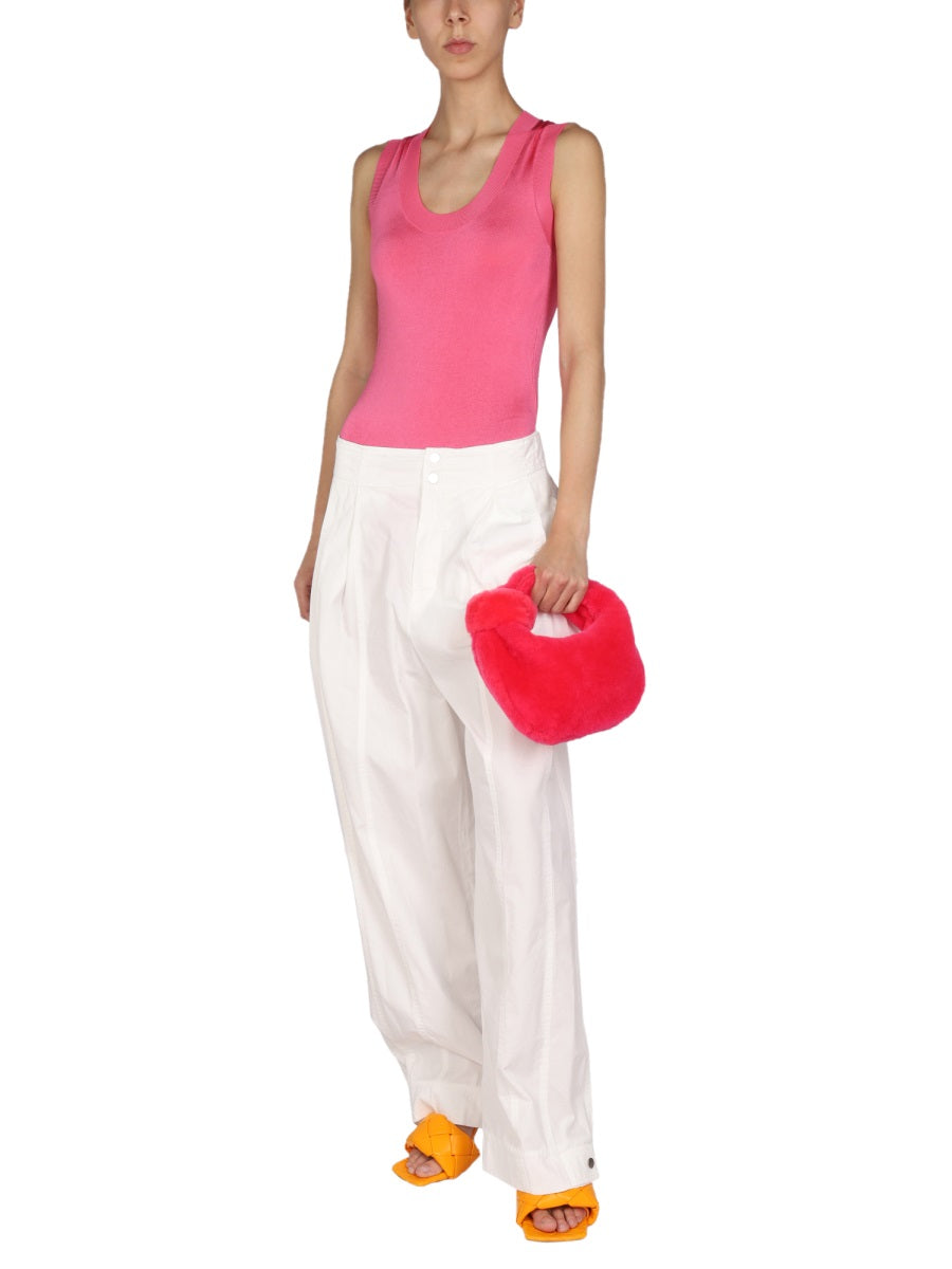 Front Button Closure Wide Leg Pants