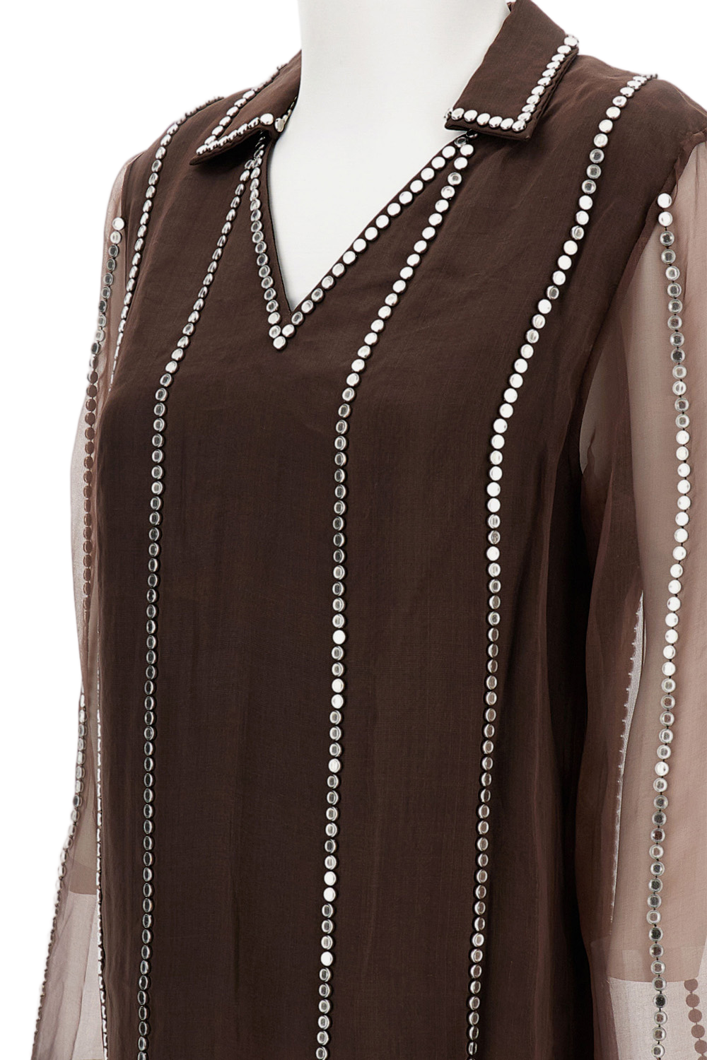 V-Neck Silk Organza Shirt