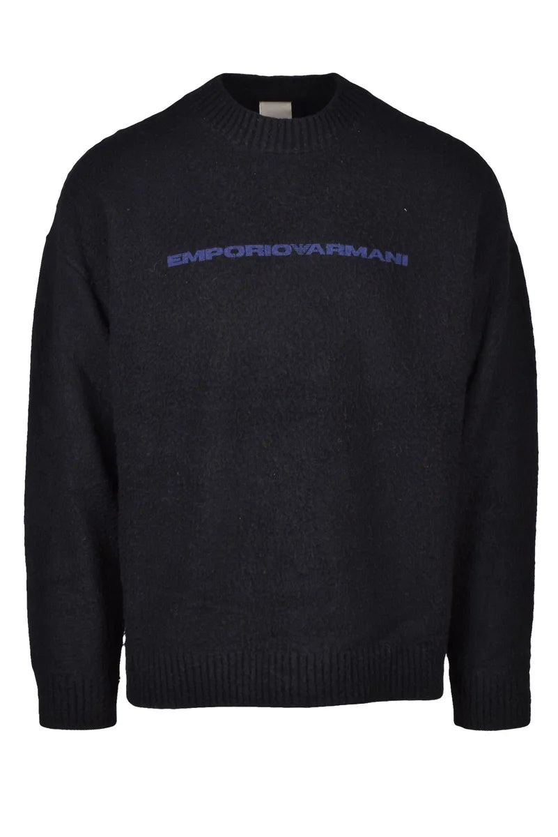 Black Wool Sweatshirt with Crewneck