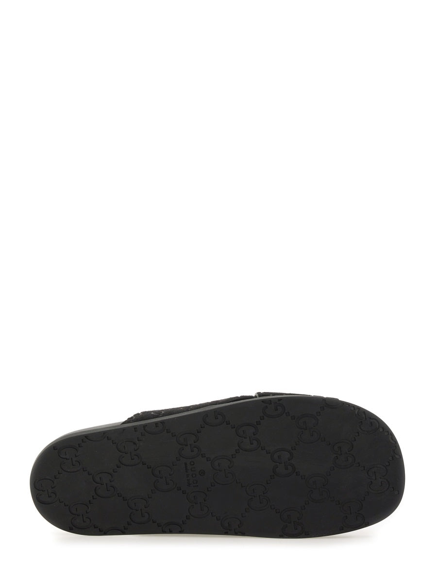 Sandal Slider with Textured GG Pattern