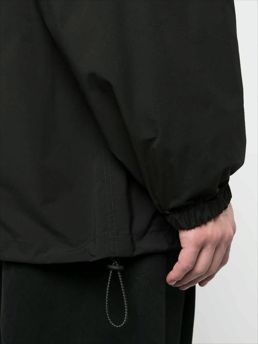 Polyester Black Jacket with Contrasting Zippers
