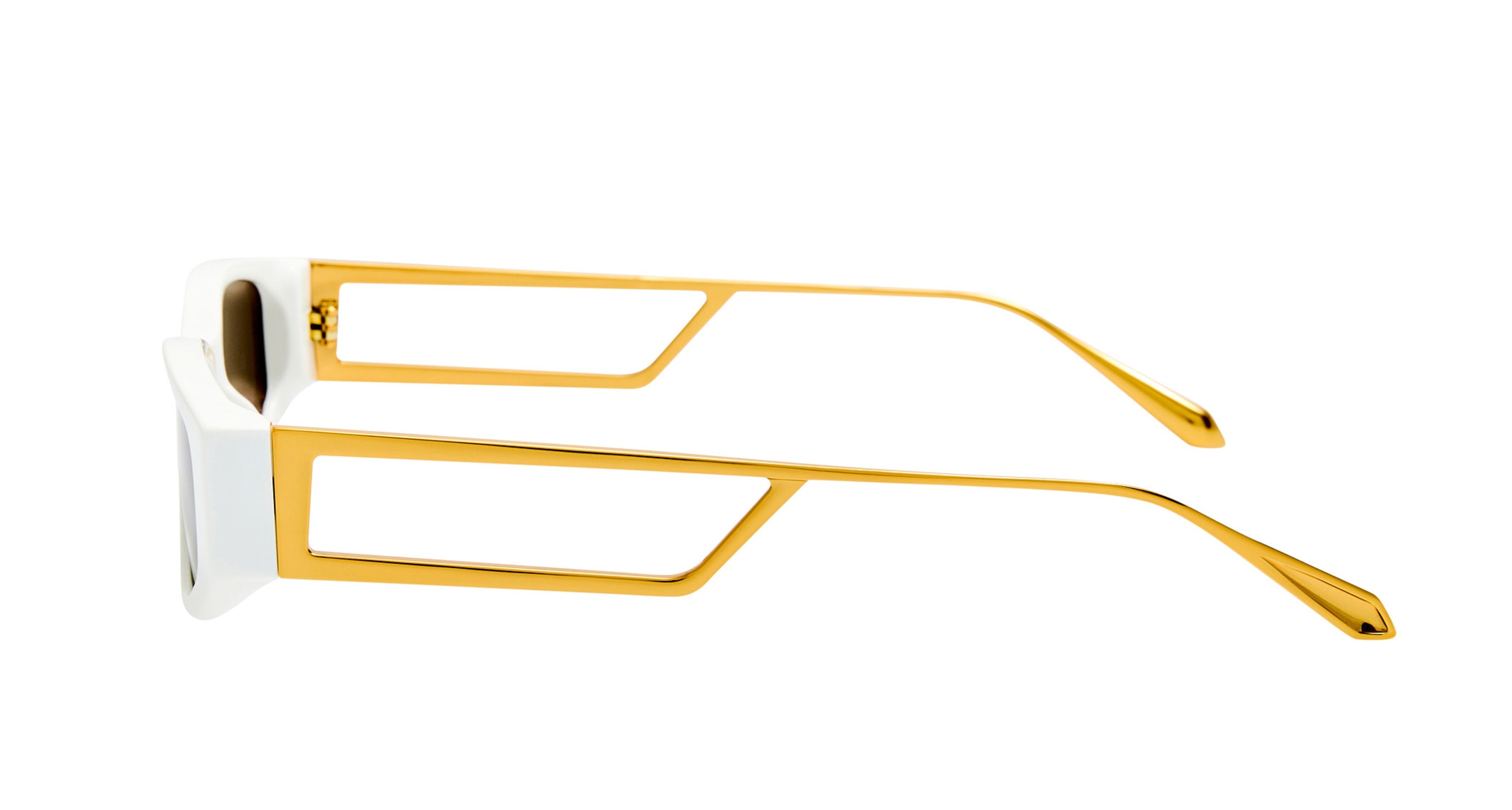 Lfl Oversized White Frame Sunglasses with Gold-tone Temples
