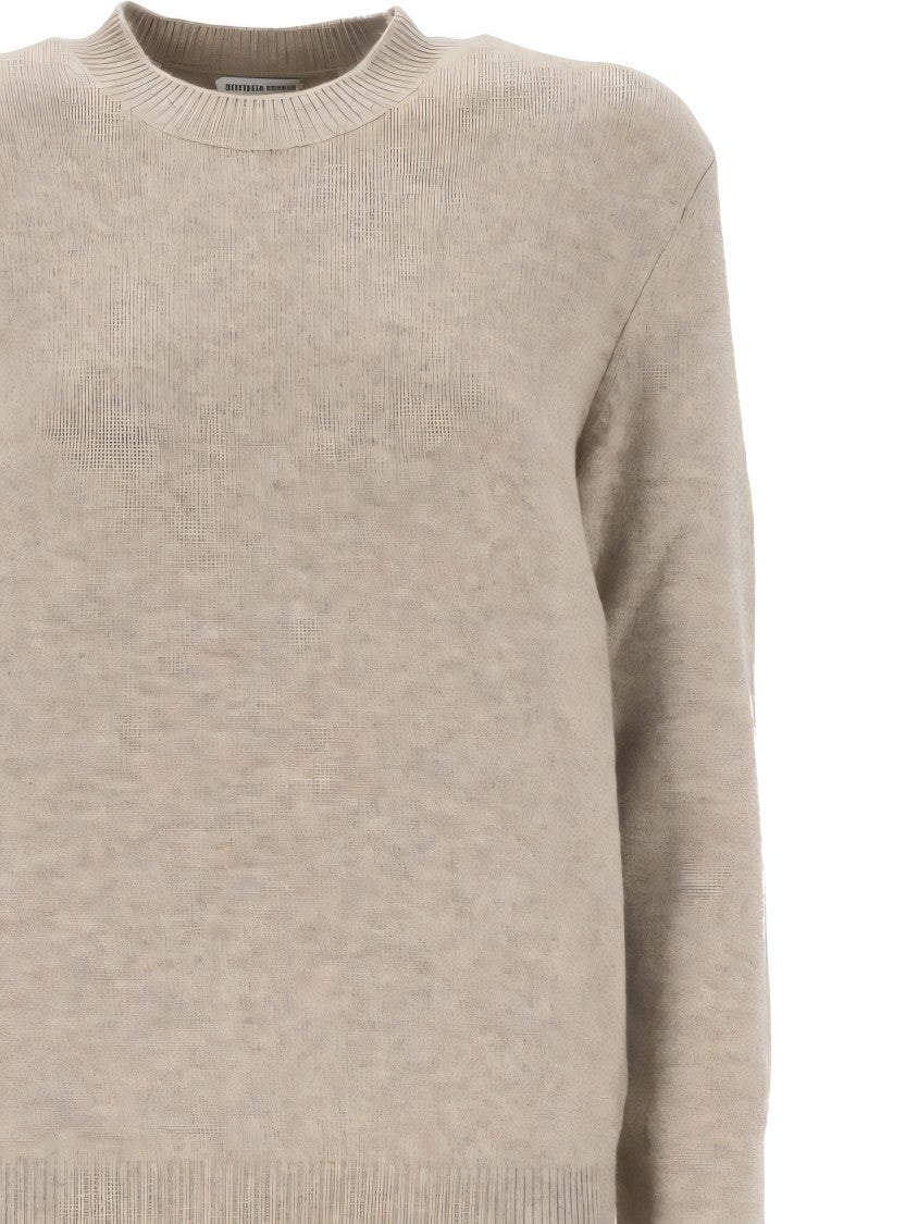 Relaxed Fit Cashmere Sweater with Unique Woven Elbow Patches