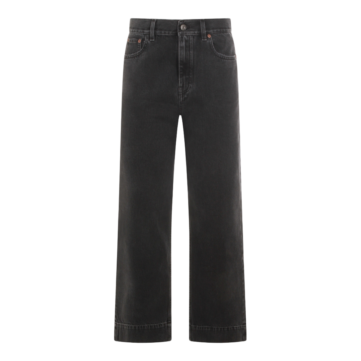 High-Waisted Straight-Leg Jeans with Five-Pocket Styling