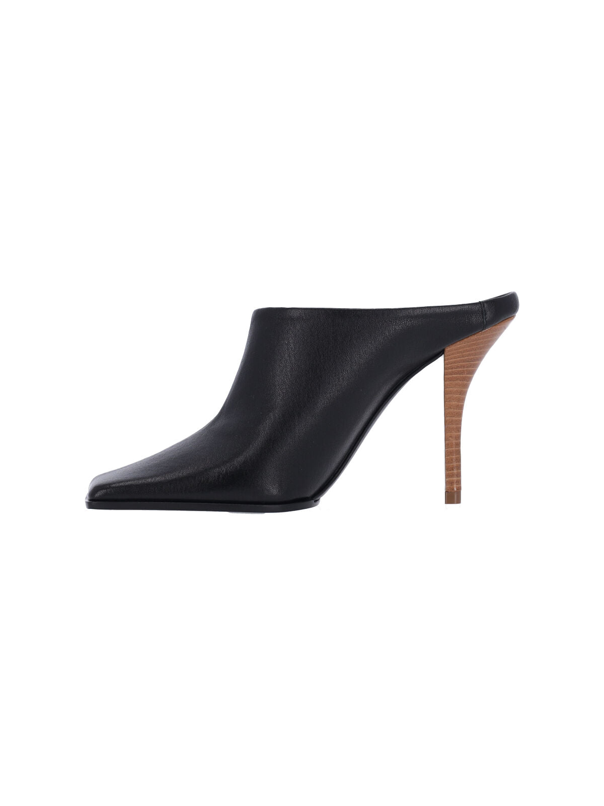 Black Soft Square Toe Leather Pumps