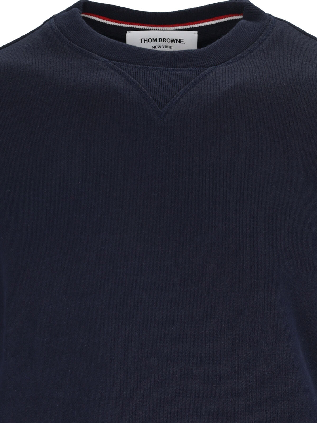 "4-Bar" Crew Neck Sweatshirt, In Blue Cotton