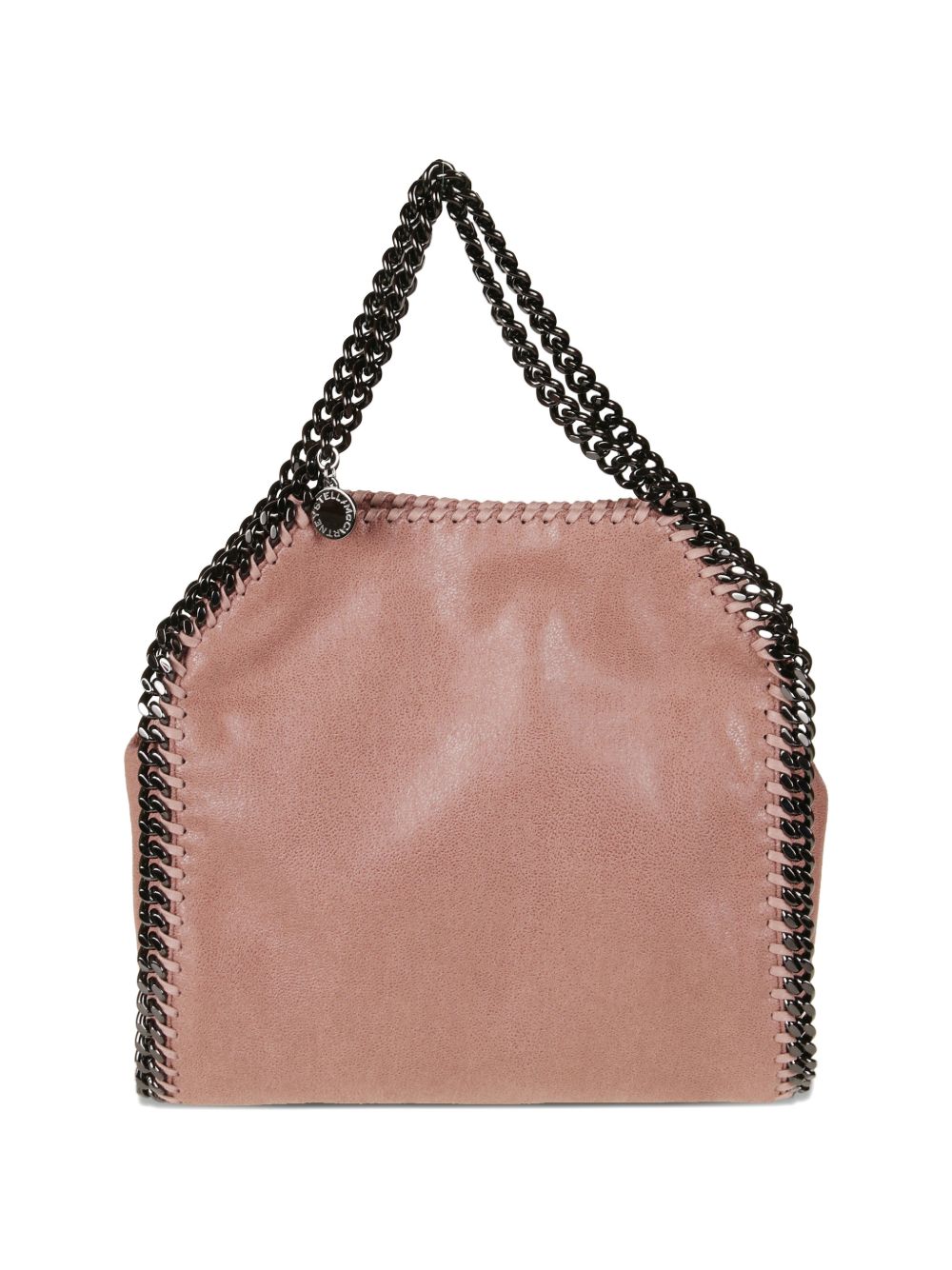 Suede-Finish Handbag with Black Chain Accents