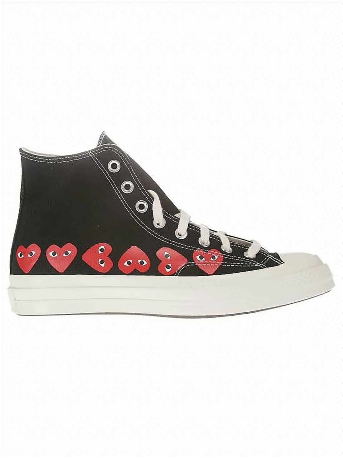 High-Top Cotton Sneakers with Heart Graphics