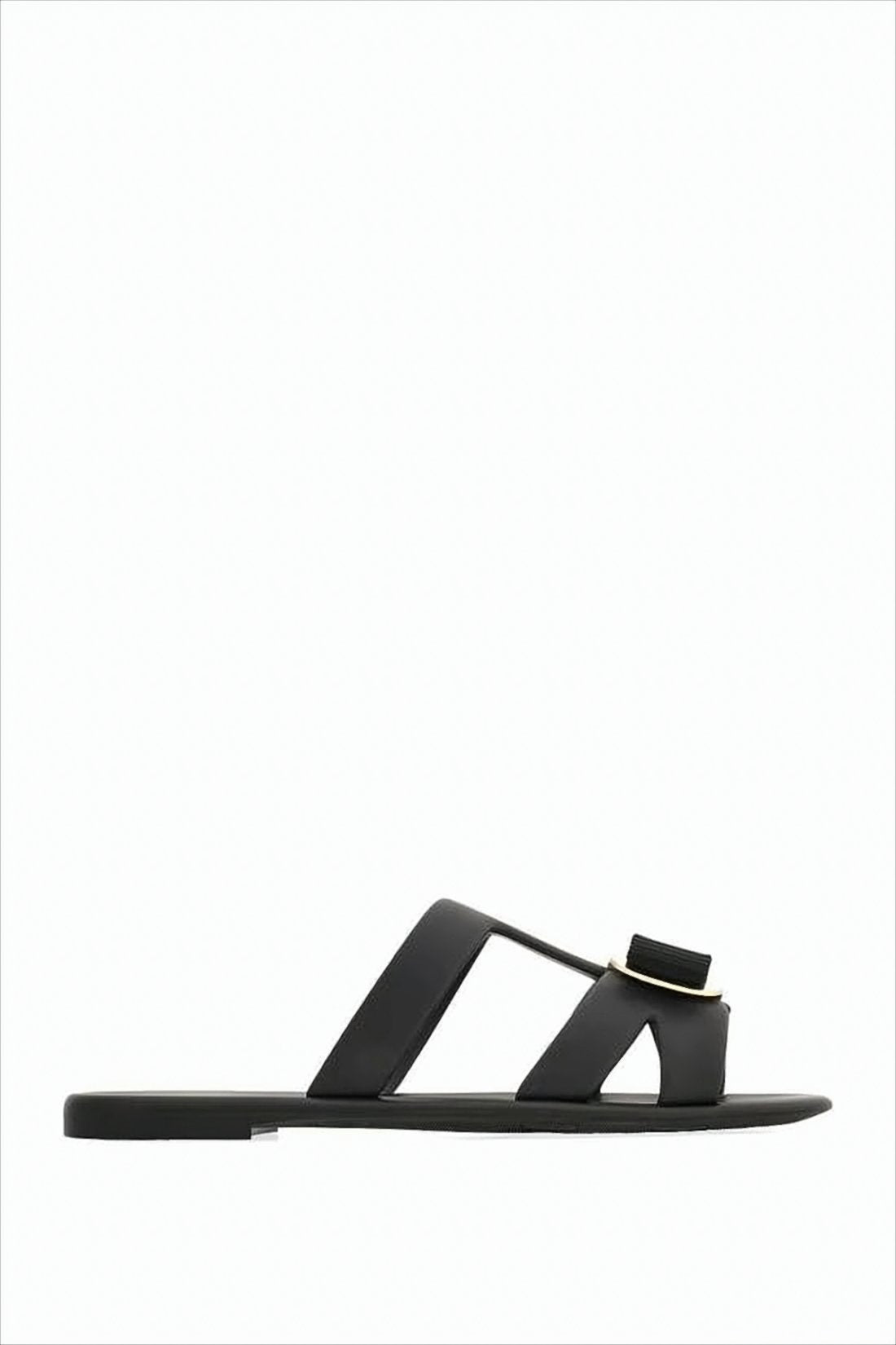 Black Rubber Slip-On Mules