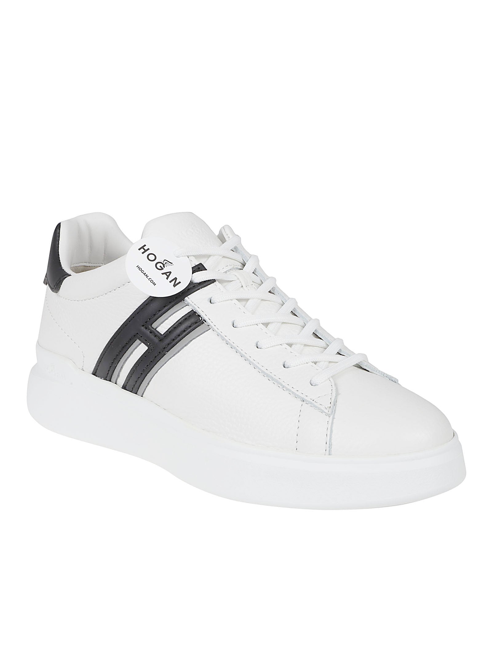 Calfskin White Sneakers with Black Accents