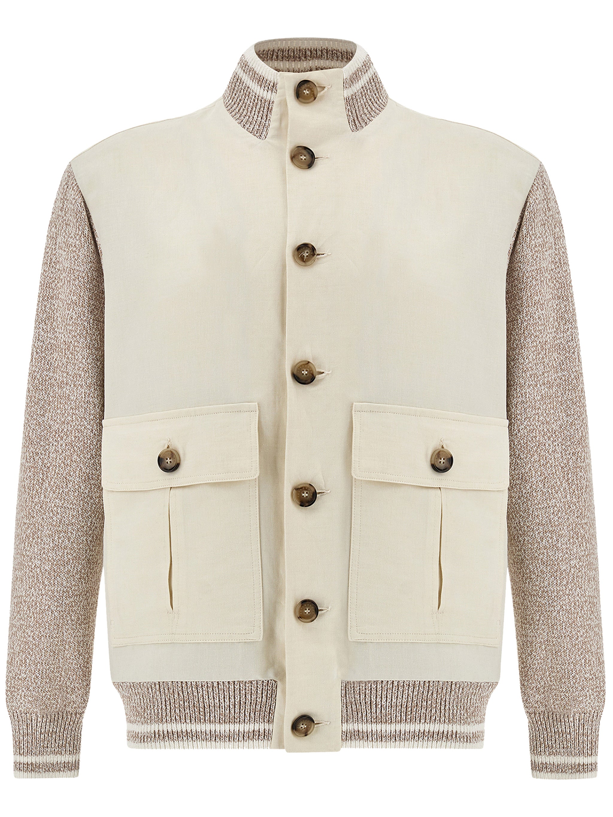 Beige Ibrido Bottoni Cotone Hybrid Jacket