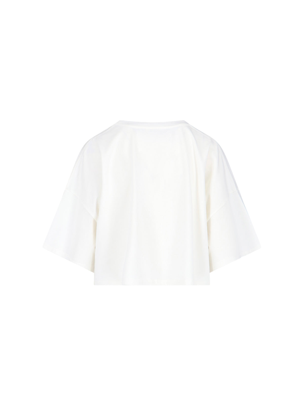 Logo Crop Top, In White Cotton, Crew Neck