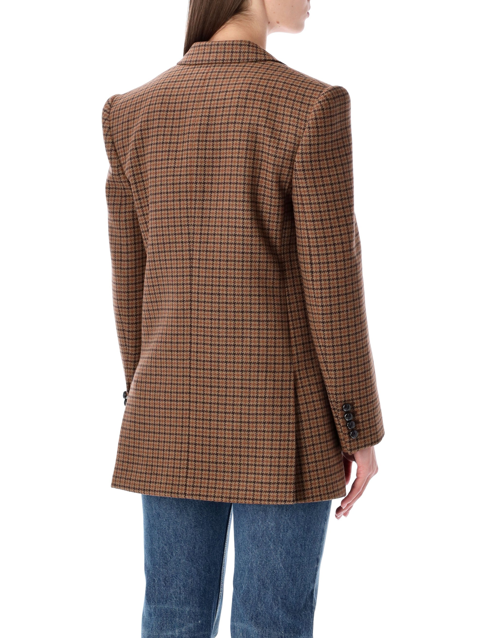 Chloé Double-Breasted Houndstooth Wool Blazer