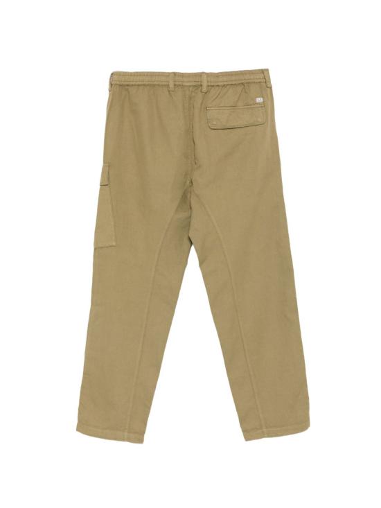 Beige Straight Pants With Flap Pocket And Emblem