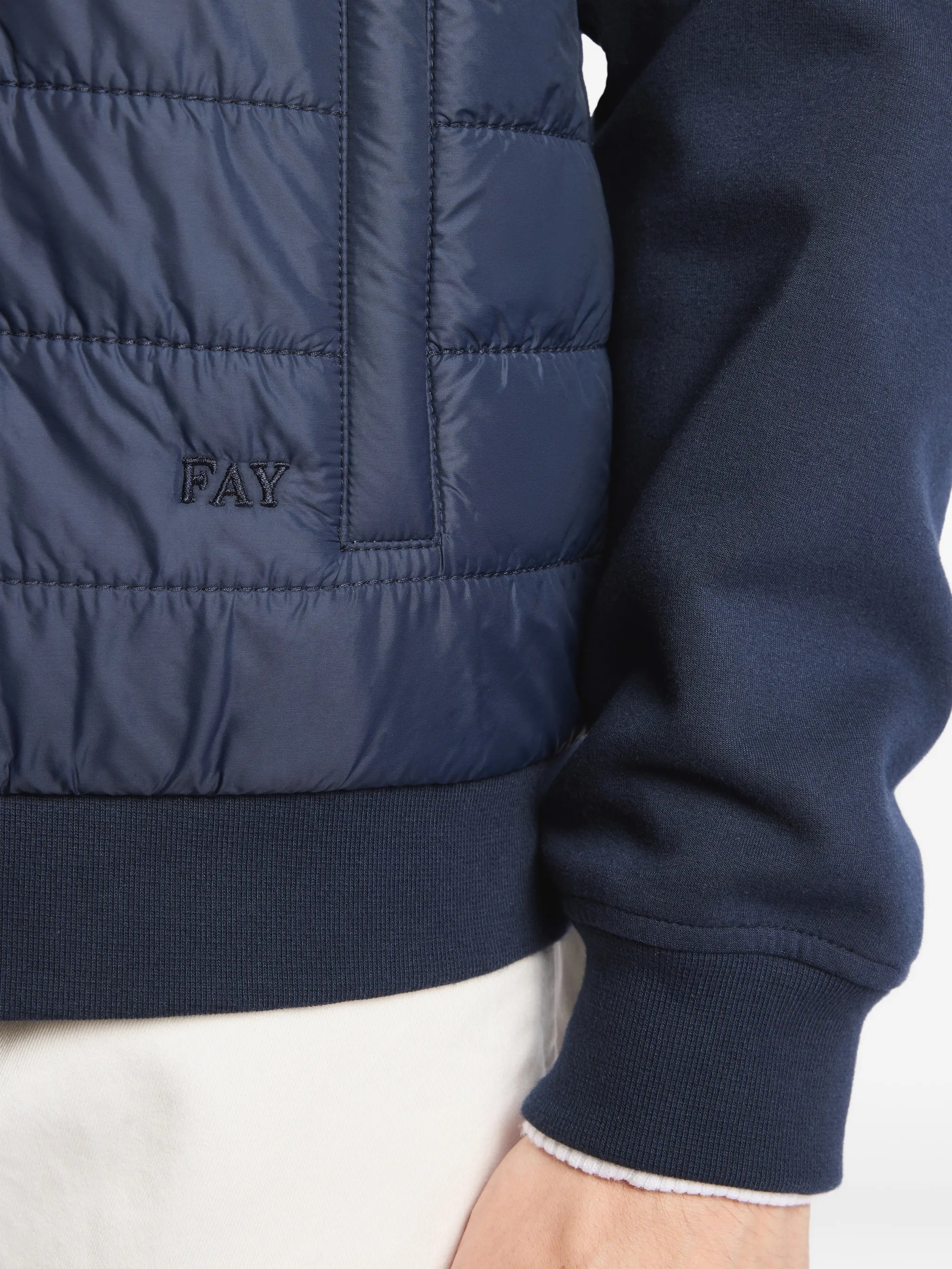 Quilted Front Panel Smooth Fabric Jacket