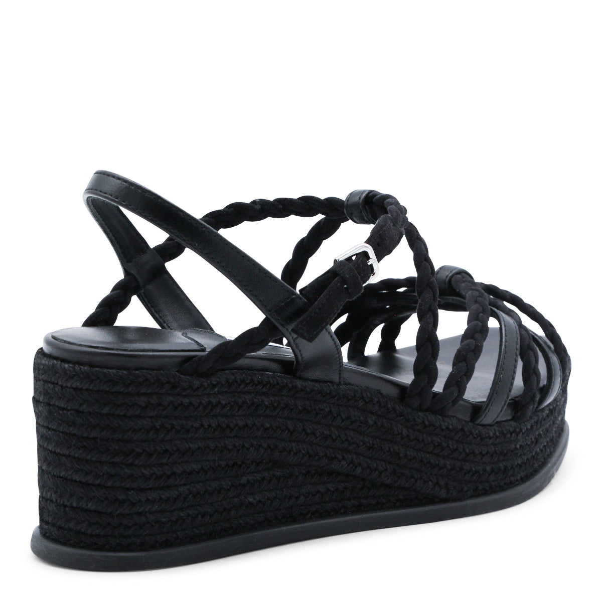 High Platform Black Espadrille Sandals
