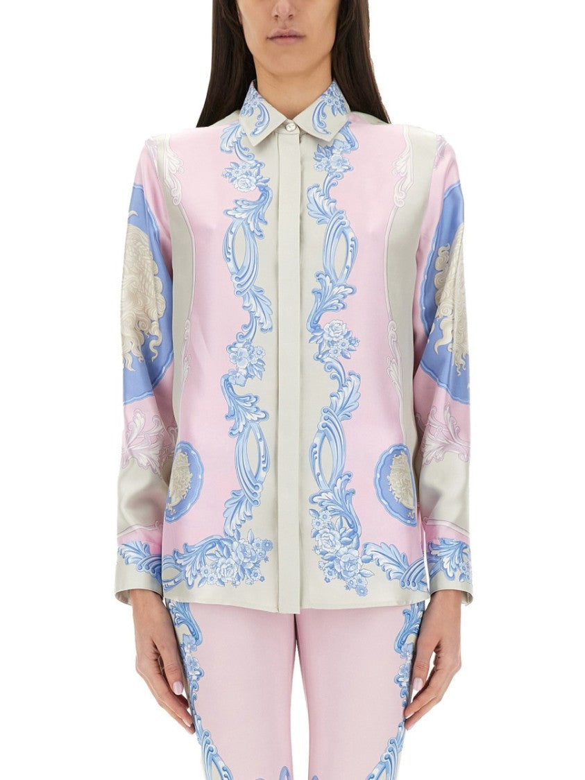 "Cameo" Pastel Print Silk Shirt