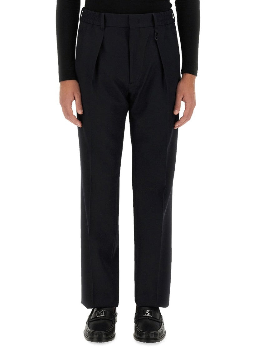 Straight-Fit Black Wool Pants