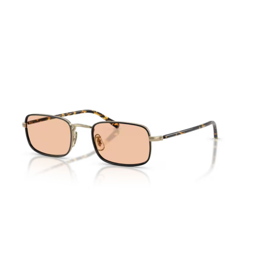 0ov1366t Rectangular Titanium Sunglasses with Gold Finish
