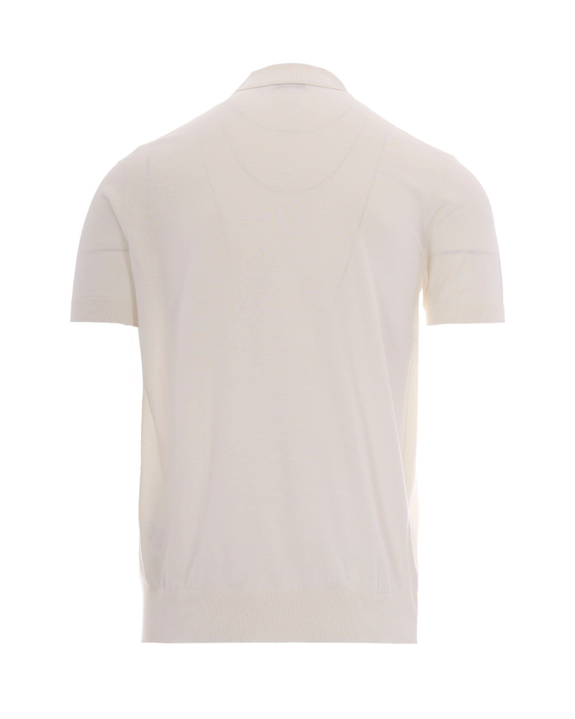 White Knit Polo Shirt