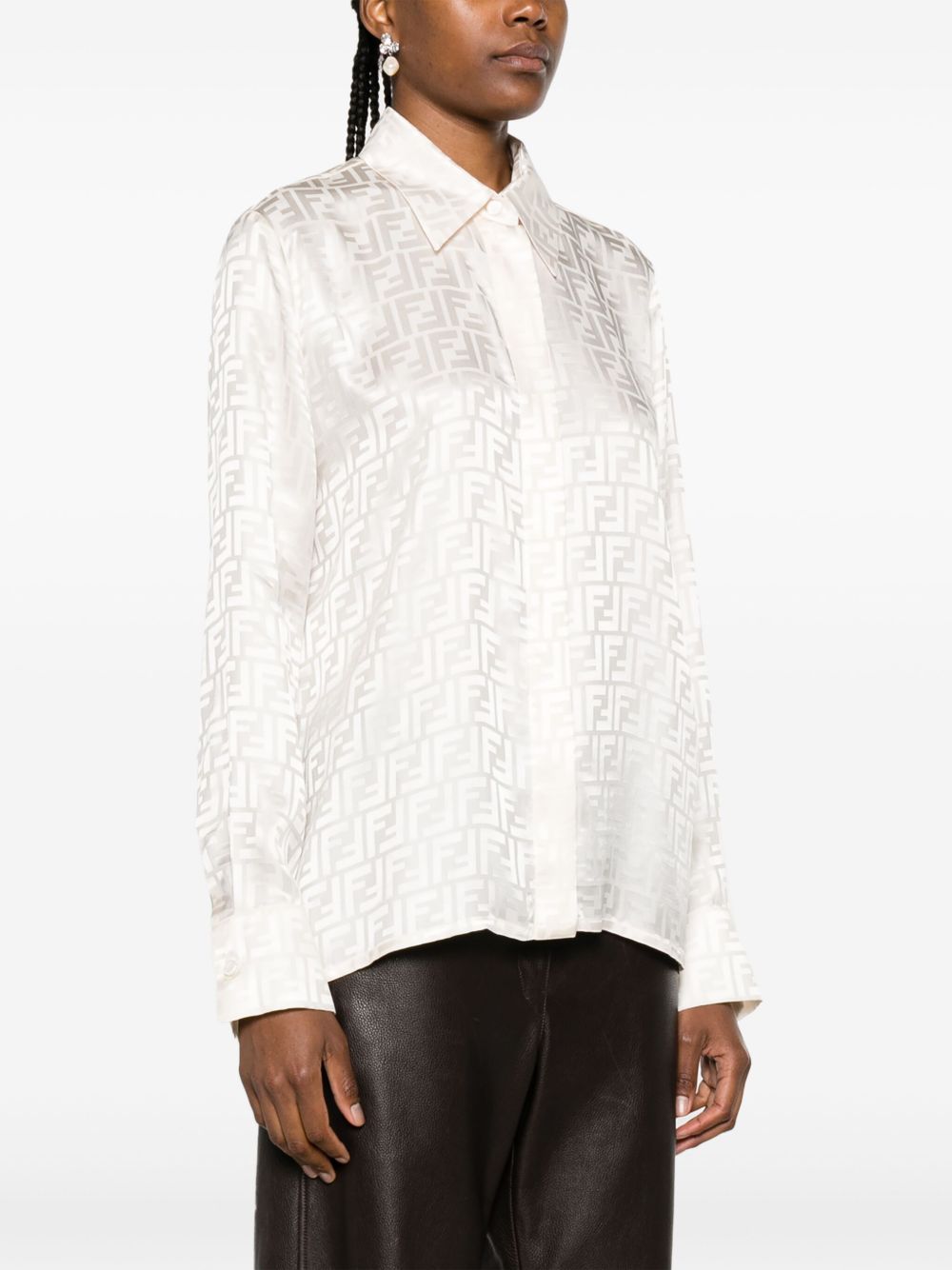 White Jacquard Shirt With Tonal Monogram Design
