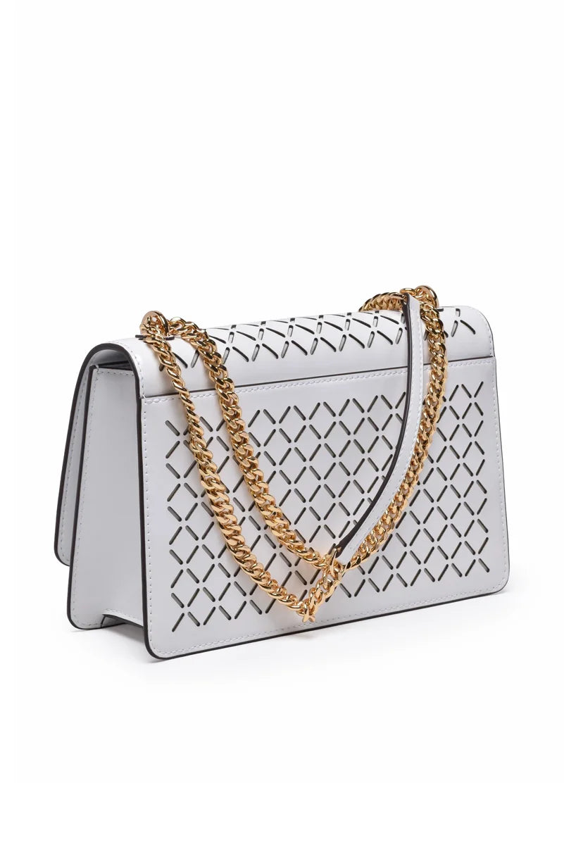 Emerson Perforated Flap Shoulder Bag - White