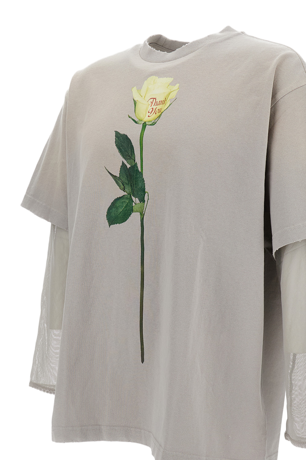 Layered Grey Top with Sheer Inner Layer