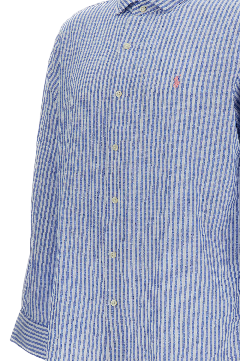 Seersucker Stripe Shirt With Embroidered Logo Detail