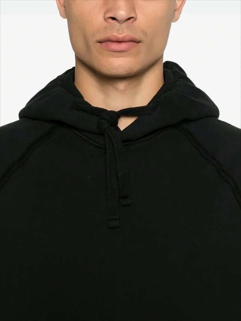 Relaxed Fit Black Hoodie with Distinctive Patch Logo