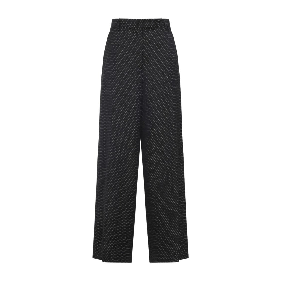 Wide-Leg Trousers With Delicate Dotted Pattern And High Waist