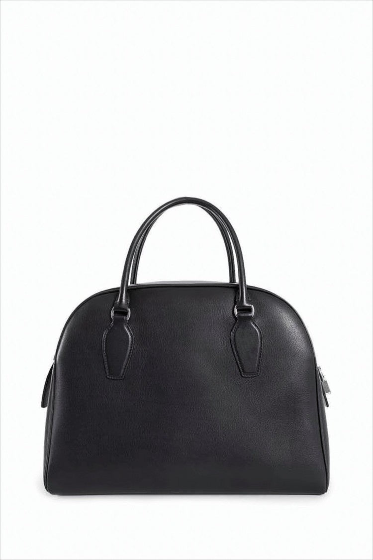 Structured Black Calf Leather Tote Bag
