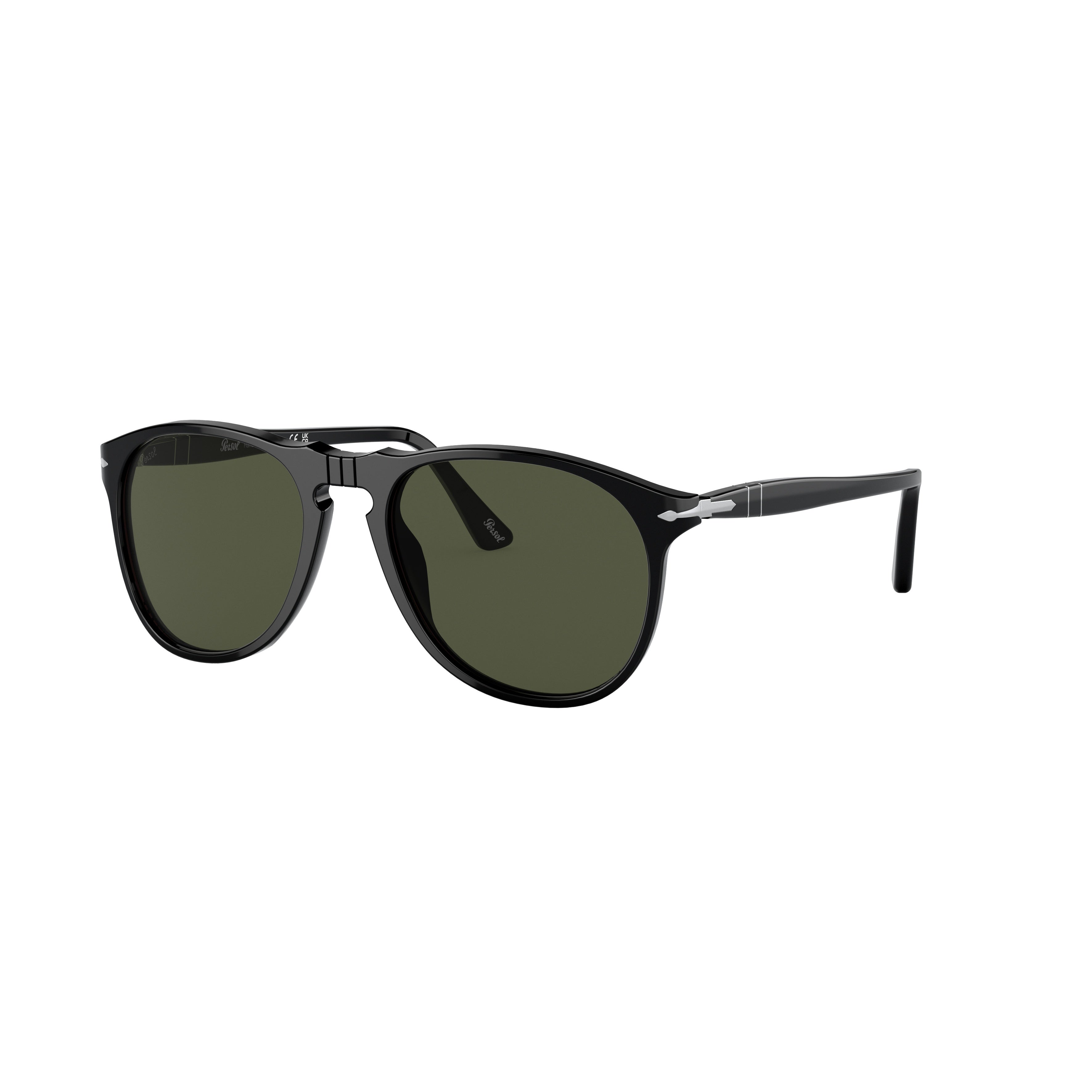 0po9649s Classic Aviator Sunglasses with Glossy Black Acetate Frame