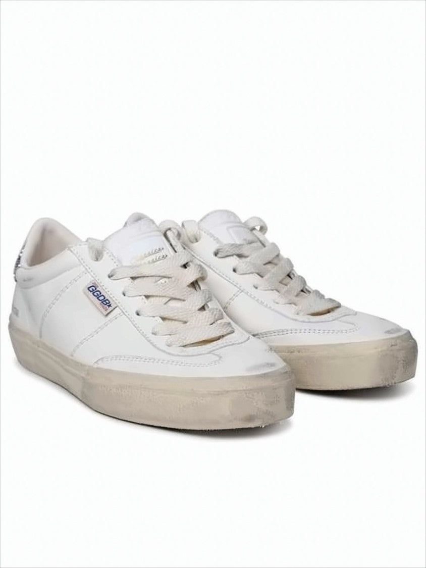 Low-Top Distressed Sneakers With Glittery Heel Tab