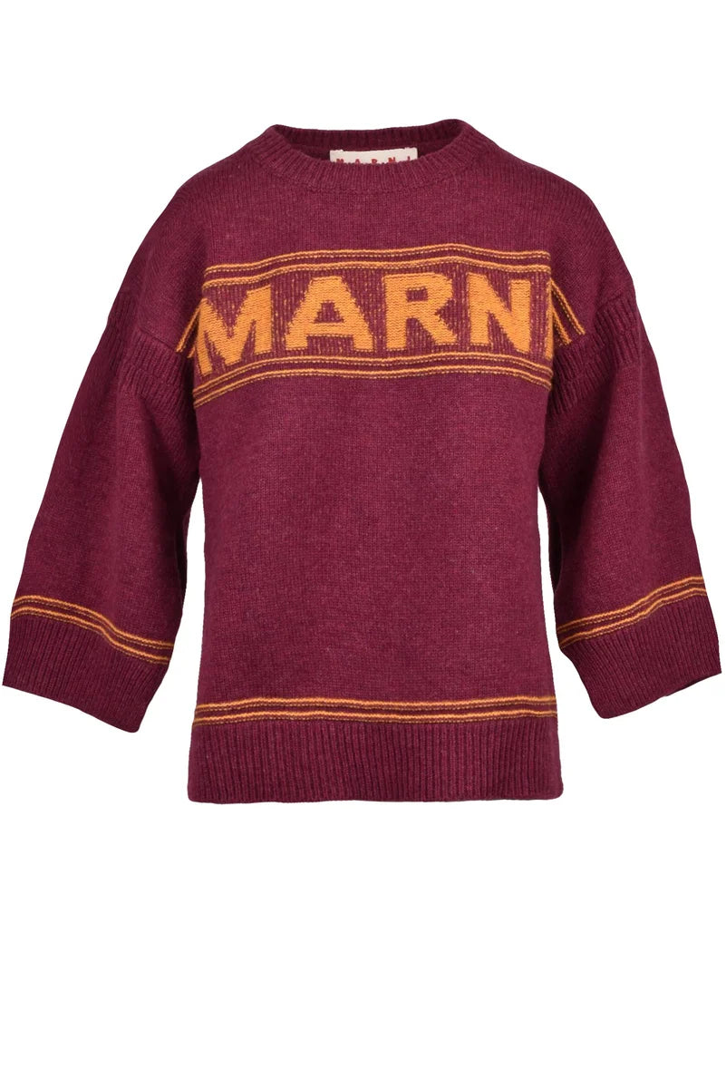 Virgin Wool Crewneck Sweater - Red